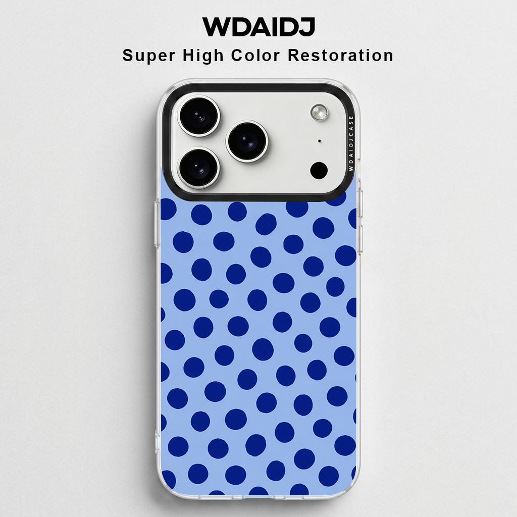 Retro-inspired Deep Blue Polka – Phone Accessories Background recenzja i cena