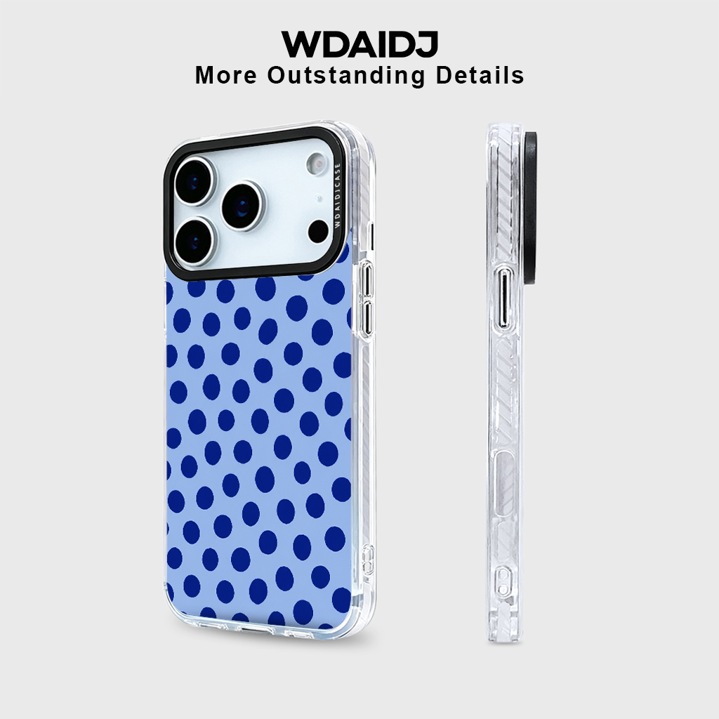 Retro-inspired Deep Blue Polka – Phone Accessories Background recenzja i cena