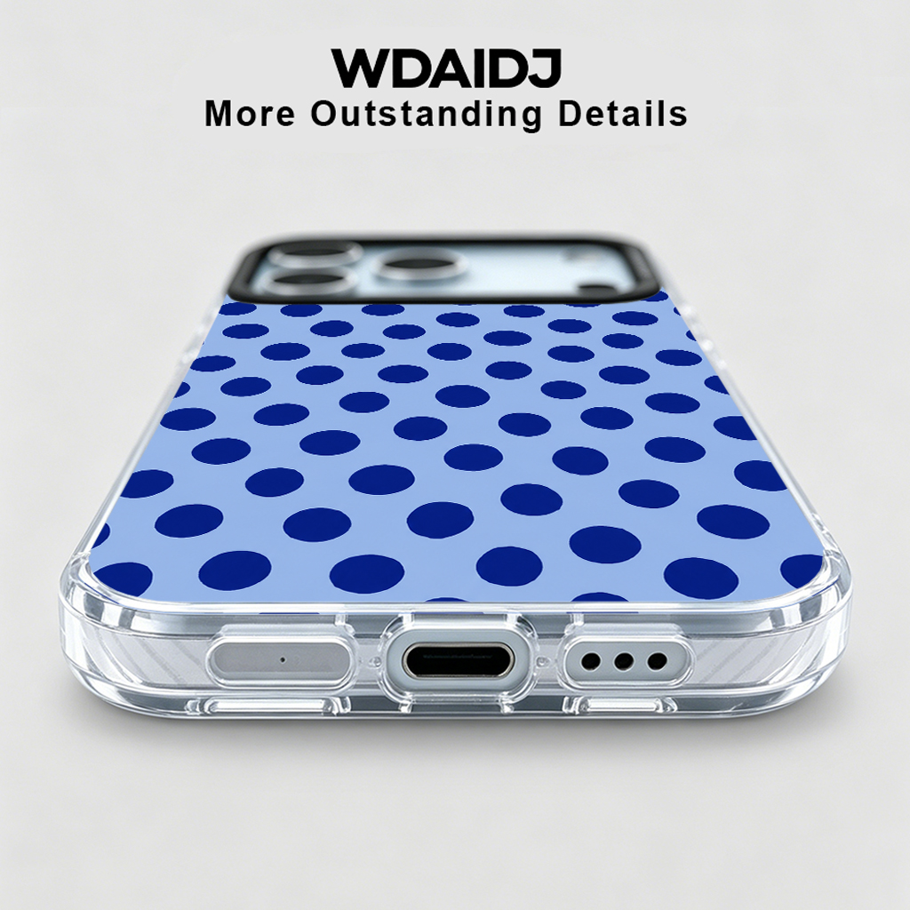 Retro-inspired Deep Blue Polka – Phone Accessories Background recenzja i cena